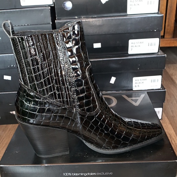 Aqua Womens Star Patent Block Heel Ankle Boots - Picture 7 of 9